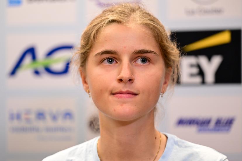 Belgian Fleur Moors pictured during a press conference before the cycling road World Championship, in Kigali, Rwanda, Saturday 20 September 2025. The road world championships are taking place from 21 to 28 September. BELGA PHOTO DIRK WAEM