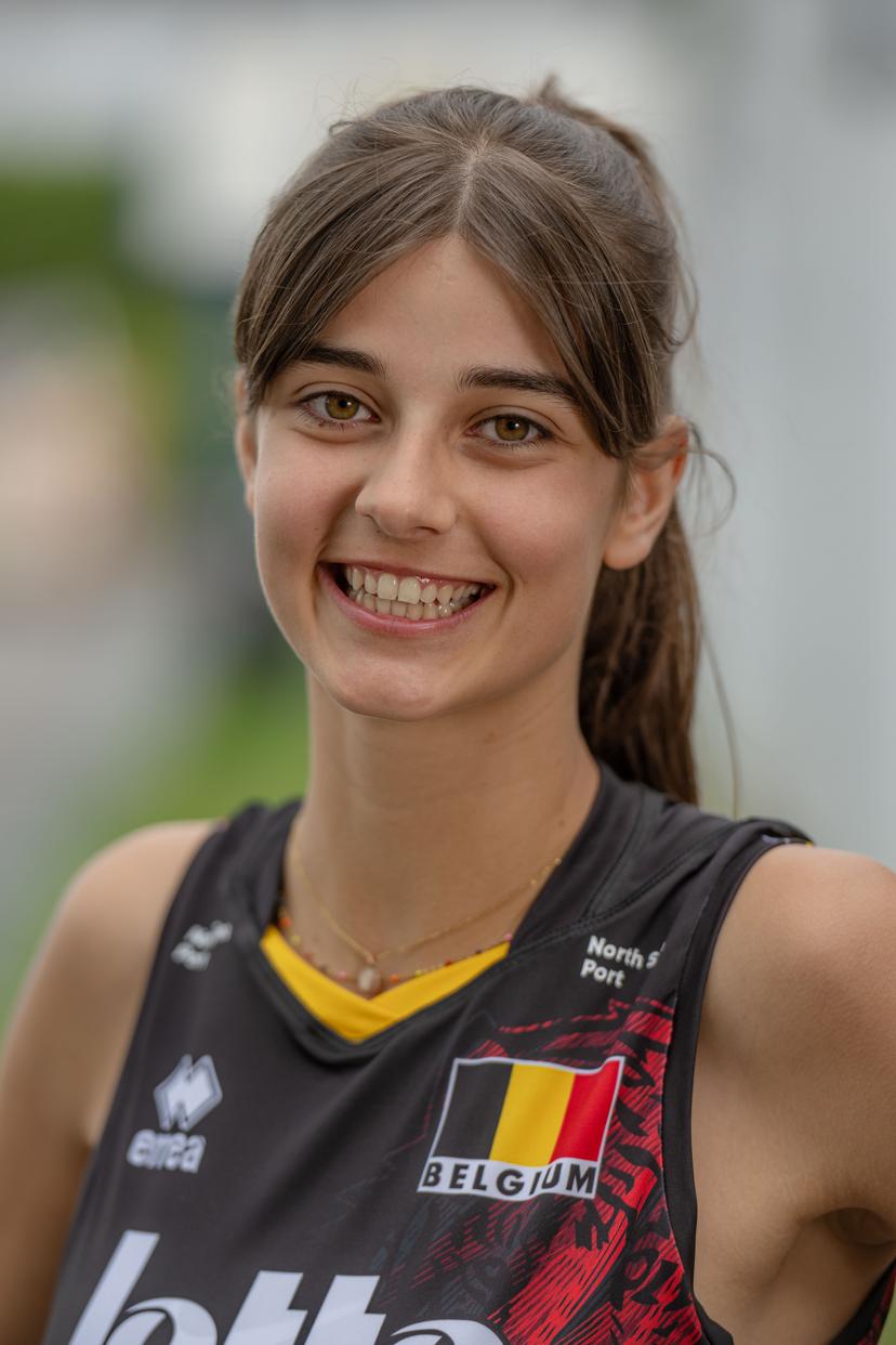 Belgium's Anna Koulberg poses for the photographer at a media day of the Belgian national women volleyball team Yellow Tigers, Wednesday 19 July 2023 in Vilvoorde. The Yellow Tigers prepare for the 2023 European Women's Championships, that takes place from August 15 to September 3. BELGA PHOTO JONAS ROOSENS
