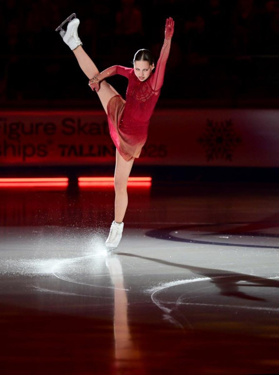 Nina Pinzarrone of Italy performs during the final Exhibition Gala event of the ISU Figure Ice Skating European Championships in Tallinn, Estonia on February 2, 2025.  Daniel MIHAILESCU / AFP