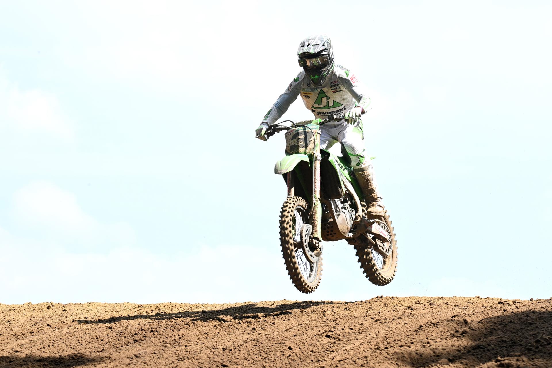 French Romain Febvre is pictured in action during the Belgian Championships motocross at Keiheuvel, in Balen, Thursday 15 August 2024. BELGA PHOTO MAARTEN STRAETEMANS