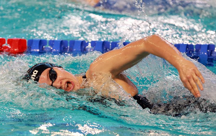 Belgian Sarah Dumont pictured in action during the women's 400m freestyle at the European Aquatics Short Course Swimming Championships in Lublin, Poland, on Tuesday 02 December 2025. BELGA PHOTO NIKOLA KRSTIC
