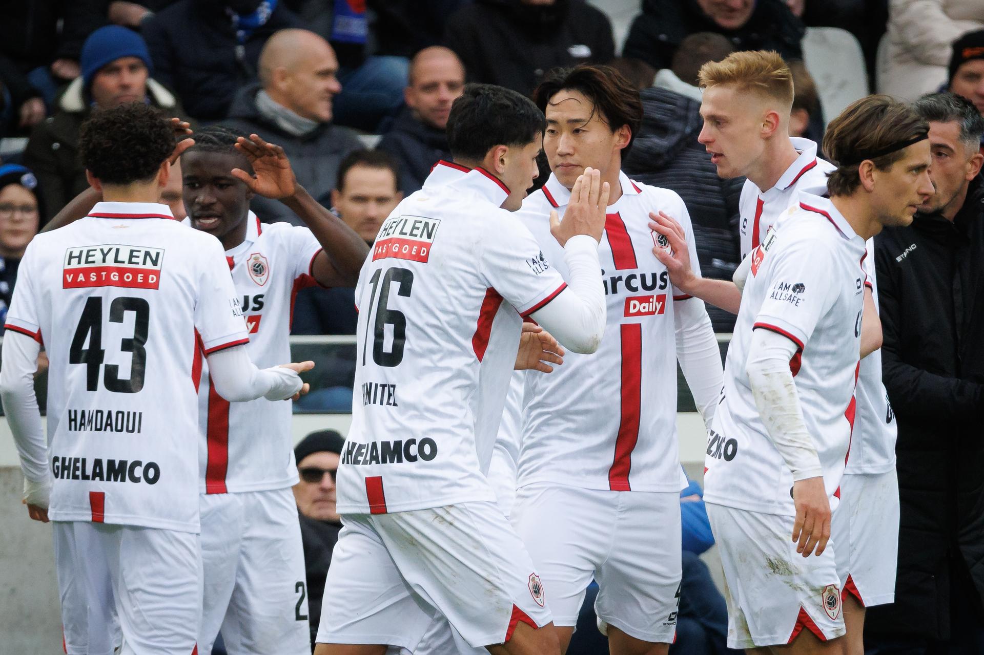 Antwerp's Mauricio Benitez celebrates after scoring during a soccer match between Club Brugge and Royal Antwerp FC, Sunday 30 November 2025 in Brugge, on day 16 of the 2025-2026 'Jupiler Pro League' first division of the Belgian championship. BELGA PHOTO KURT DESPLENTER