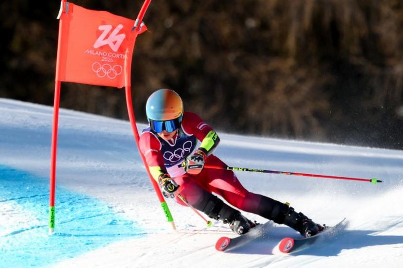 Austria's Julia Scheib competes in the second run of the women's giant slalom event during the Milano Cortina 2026 Winter Olympic Games at the Tofane Alpine Skiing Centre in Cortina d'Ampezzo on February 15, 2026.  Marco BERTORELLO / AFP
