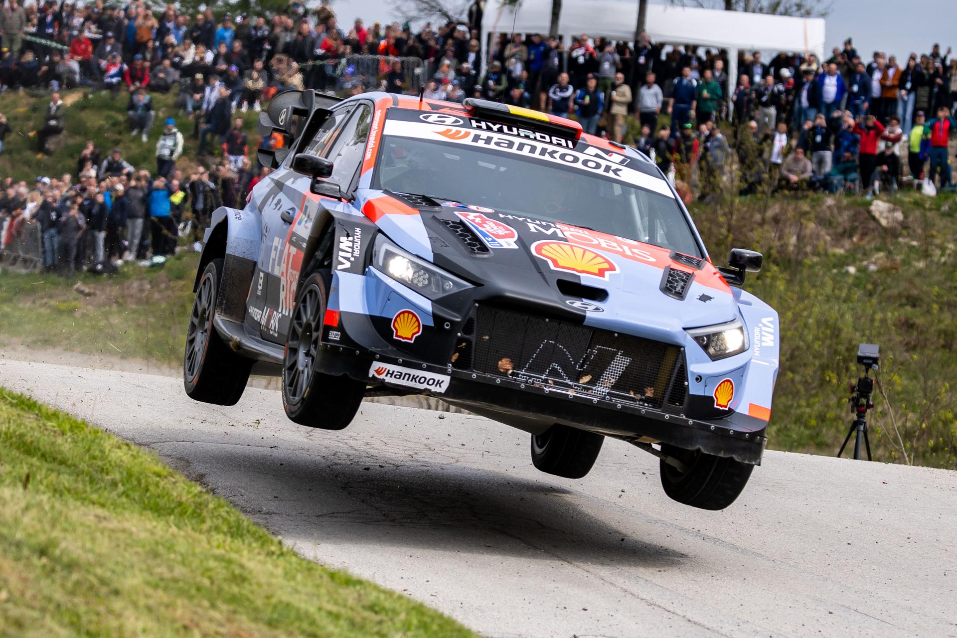Thierry Neuville of Belgium and Martijn Wydaeghe of Belgium from Hyundai Shell Mobis World Rally Team in Hyundai i20 N Rally1 competes during Day Three of the FIA World Rally Championship Croatia on April 11, 2026 in village Pecurkovo Brdo - Mreznicki Novaki, Karlovac County, Croatia.   Photo: Igor Kralj/PIXSELL BELGIUM ONLY -   ATTENTION EDITORS - BENELUX ONLY. -