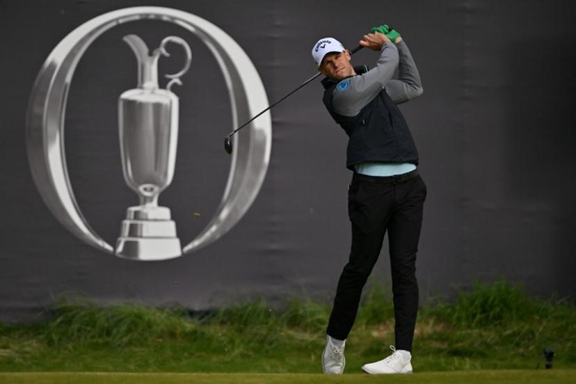 Belgium's Thomas Detry watches his shot from the 1st tee on the opening day of the 153rd Open Championship at Royal Portrush golf club in Northern Ireland on July 17, 2025.  Glyn KIRK / AFP