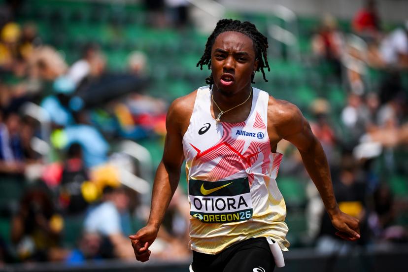 Belgian Bright Otiora pictured in action during the men's 100m, at the World Athletics U20 Championships, Wednesday 5th of August 2026, in Eugene, USA. The world championships take place from 5 to 9 August. BELGA PHOTO THOMAS WINDESTAM