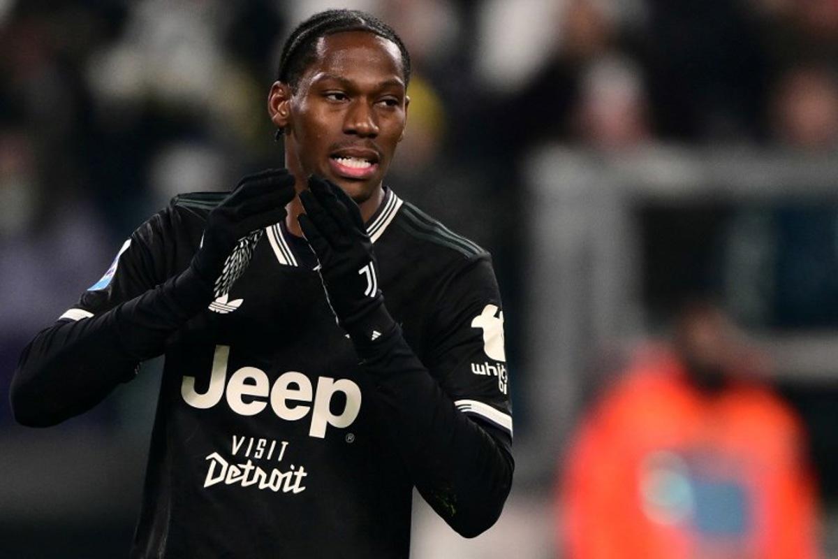 Juventus' Canadian forward #30 Jonathan David reacts after missing a penalty during the Italian Serie A football match between Juventus and Lecce at the Allianz Stadium in Turin on January 3, 2026.  MARCO BERTORELLO / AFP