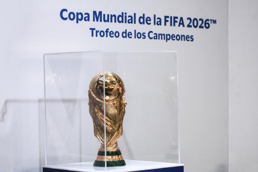View of the FIFA World Cup trophy being exhibited in Heredia, Costa Rica, on June 19, 2025.   Ezequiel BECERRA / AFP