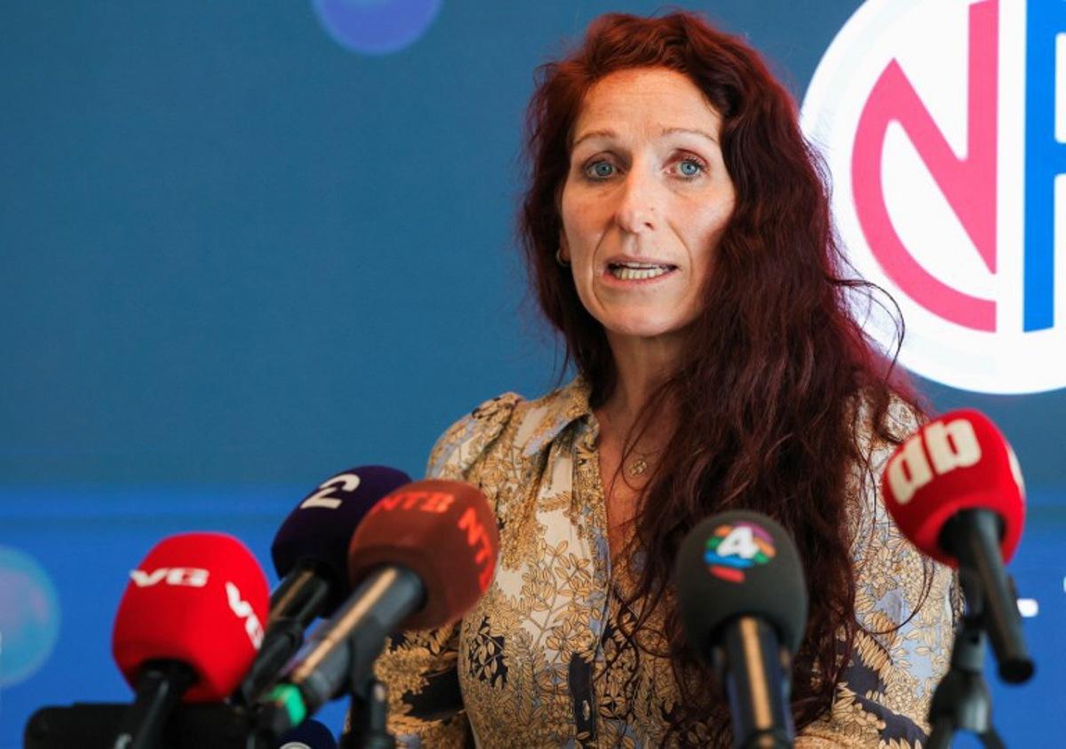 President of the Football Association of Norway Lise Klaveness attends a press conference at Ullevaal Stadium in Oslo on July 31, 2026 about the FIFA plan to sell stakes in the World Cup to a private equity group.   Amanda Pedersen Giske / NTB / AFP