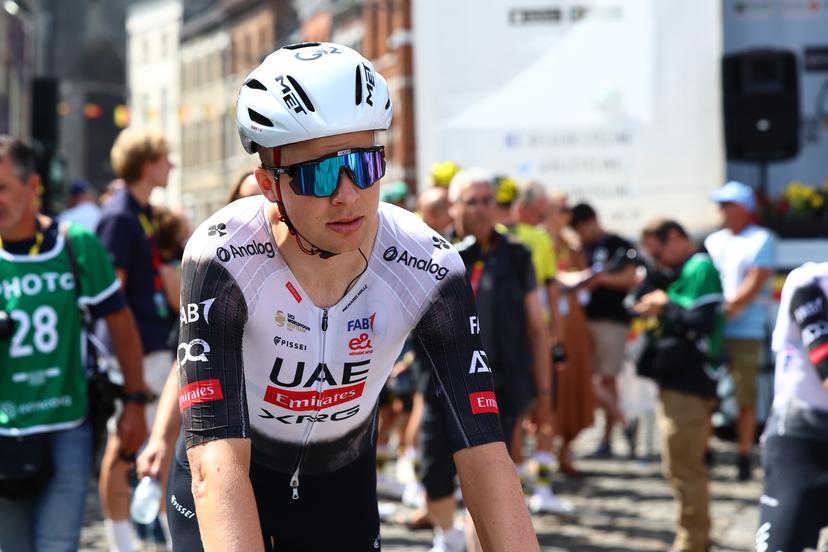 Belgian Florian Vermeersch of UAE Team Emirates pictured before the start of the men's elite road race of the Belgian Cycling Championships, 230km from and to the Grand Place square in Binche on Sunday 29 June 2025. BELGA PHOTO DAVID PINTENS