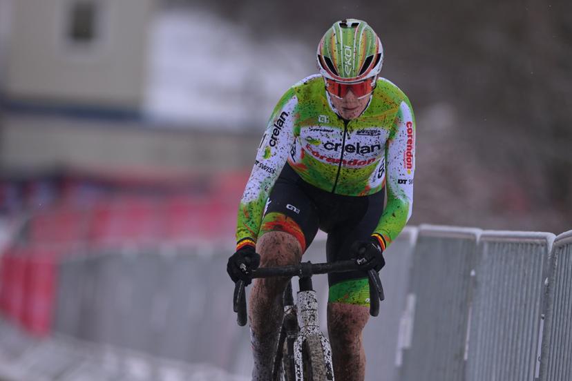 Belgian Marion Norbert Riberolle pictured in action during the Women elite race at the Belgian Cyclocross Championships in Beringen on Saturday 10 January 2026. BELGA PHOTO DAVID PINTENS
