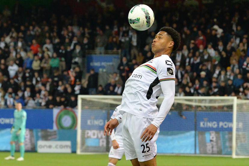OHL's Manuel Osifo pictured in action during a soccer match between Oud-Heverlee Leuven and Sint-Truiden VV, Sunday 16 March 2025 in Heverlee, on day 30 of the 2024-2025 season of the 'Jupiler Pro League' first division of the Belgian championship. BELGA PHOTO JILL DELSAUX