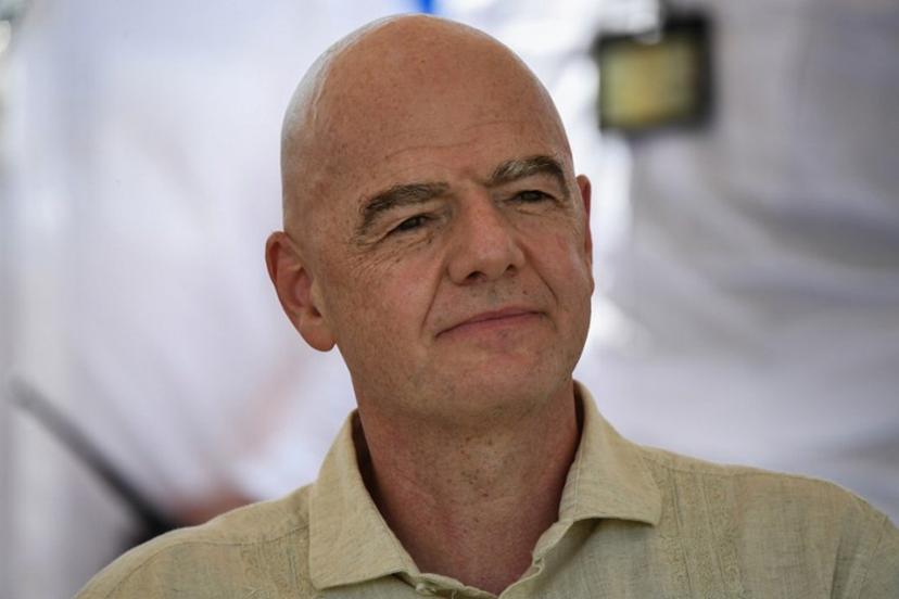 FIFA's president Gianni Infantino gestures during a visit to a sports complex in Cali, Colombia, on August 7, 2026.   Jaime SALDARRIAGA / AFP