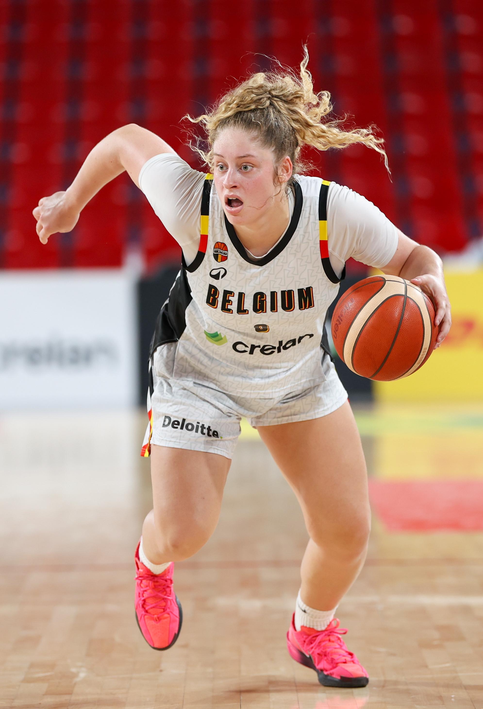 Belgium's Jada Lynch pictured in action during a DHL Youth Day game between the Be Gold Cats and Young Finland team, in Charleroi, on Friday 26 June 2026. The Be Gold project aims to ensure a long-term transition by recruiting the best young athletes of the U18 and U20 teams into the Belgian Cats squad on the road to the 2028 and 2032 Olympic games. BELGA PHOTO VIRGINIE LEFOUR