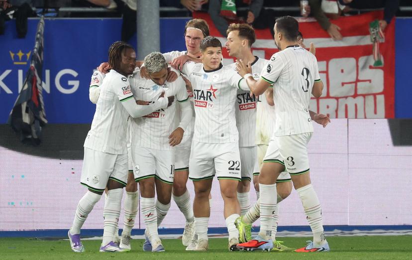 OHL's Youssef Maziz celebrates after scoring during a soccer match between Oud-Heverlee Leuven and RSC Anderlecht, Friday 26 September 2025 in Leuven, on day 9 of the 2025-2026 'Jupiler Pro League' first division of the Belgian championship. BELGA PHOTO VIRGINIE LEFOUR
