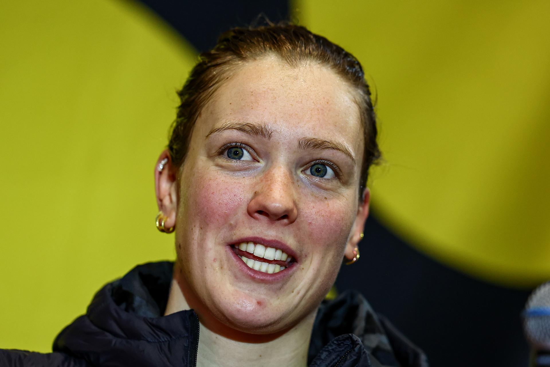 Belgian swimmer Florine Gaspard pictured during the Open Belgian Swimming Championships 2025 (25-27/04), in Antwerp, on Friday 25 April 2025. BELGA PHOTO DAVID PINTENS