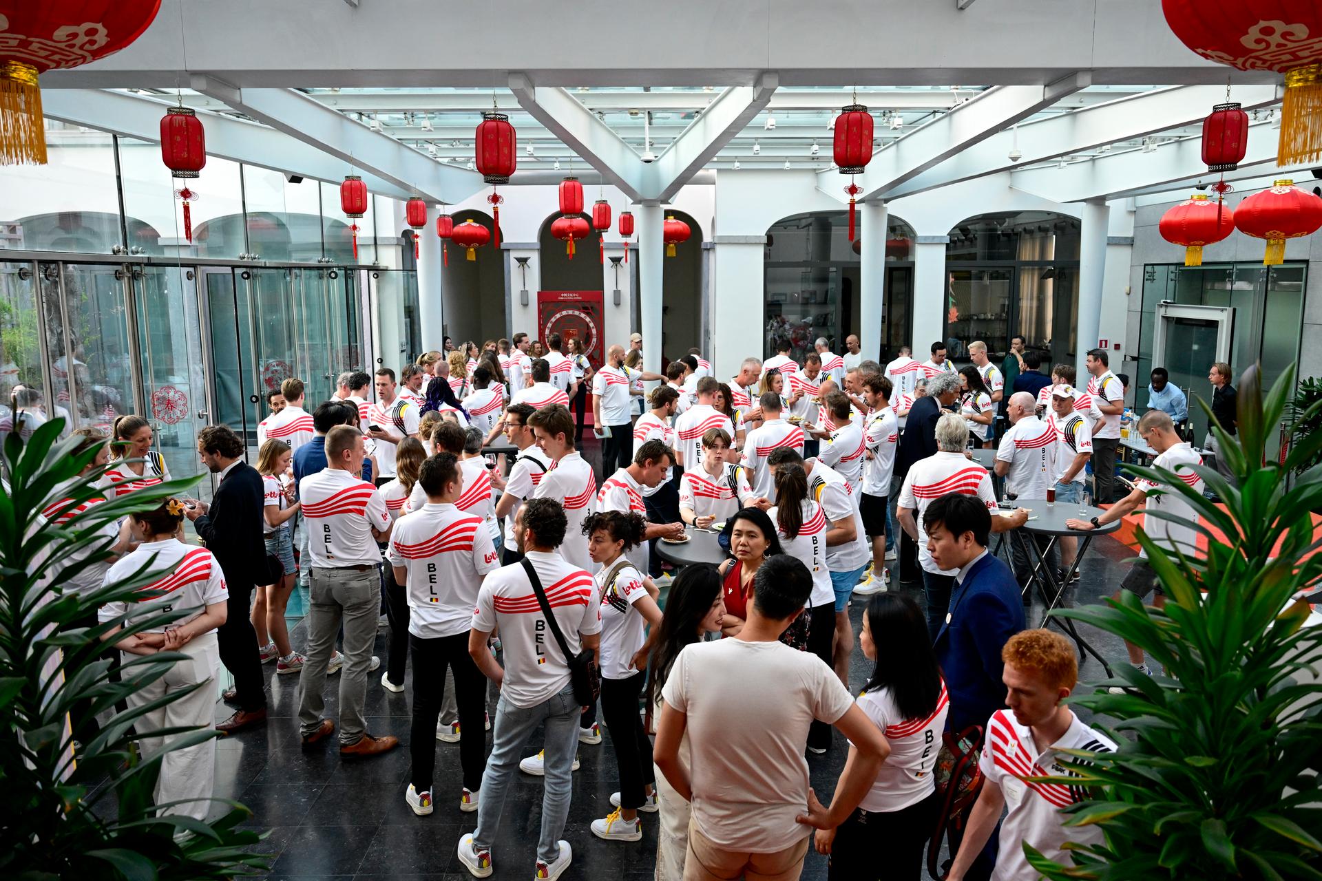 Delegation members pictured at a press conference for the presentation of the Belgian delegation for the World Games in Chengdu, China (07-17/08) on Wednesday 18 June 2025 in Brussels. BELGA PHOTO DIRK WAEM