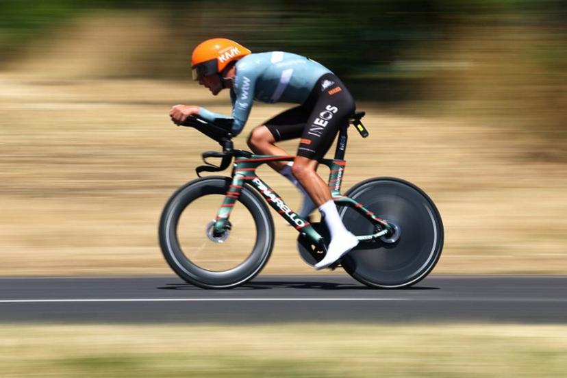 Netcompany INEOS team's British rider Joshua Tarling cycles during the 16th stage of the 113th edition of the Tour de France cycling race, 26,1 km time trial between Évian-les-Bains and Thonon-les-Bains in the French Alps, on July 21, 2026.  Anne-Christine POUJOULAT / AFP