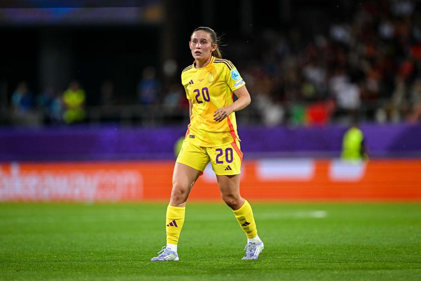 Marie DETRUYER of Belgium during the women's UEFA Euro 2025 match between Portugal and Belgium at Stade de Tourbillon on July 11, 2025 in Sion, Switzerland. (Photo by Baptiste Fernandez/Icon Sport) BENELUX ONLY