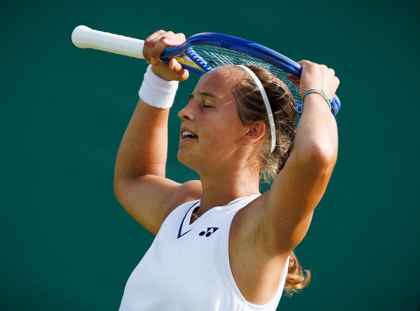 Belgian Hanne Vandewinkel reacts during a first roung game between Belgian Vandewinkel (WTA 103) and US' Liu (WTA 146) in the Ladies' singles at Wimbledon grand slam tennis tournament in London, Britain, Monday 29 June 2026. BELGA PHOTO BENOIT DOPPAGNE