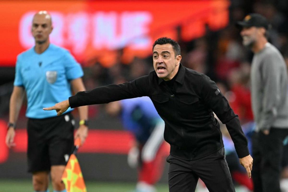 Netherlands' coach Xavi Hernandez gestures during the UEFA Nations League (League A, Group A2) football match between Netherlands and Germany at Johan Cruijff ArenA in Amsterdam on September 24, 2026.  NICOLAS TUCAT / AFP