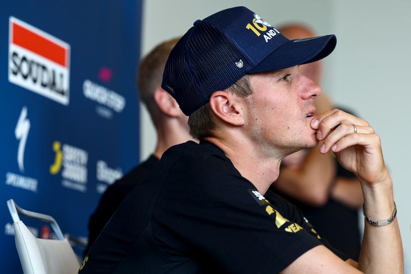 Belgian Remco Evenepoel of Soudal Quick-Step pictured during a press conference the first rest day of the 2025 Tour de France cycling race, on Tuesday 15 July 2025 in Toulouse, France. The 112th edition of the Tour de France starts on Saturday 5 July in Lille, France, and will finish in Paris, France on the 27th of July. BELGA PHOTO DAVID PINTENS