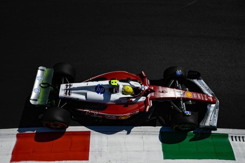 Ferrari's British driver Lewis Hamilton races during the first practice session ahead of the Italian Formula One Grand Prix at the Autodromo Nazionale Monza circuit, in Monza, northern Italy, on September 5, 2025.  Philippe Lopez / AFP
