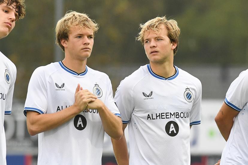 Club's Lenn De Smet and Club's Liam De Smet pictured during a soccer match between RFC Liege and Club NXT, Sunday 27 October 2024 in Liege, on day 9 of the 2024-2025 'Challenger Pro League' 1B second division of the Belgian championship. BELGA PHOTO JILL DELSAUX