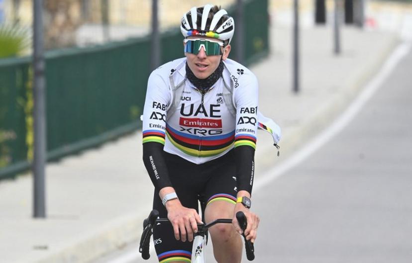 UAE Team Emirate - XRG team's Slovenian rider Tadej Pogacar arrives at the hotel following a training session in Benidorm, eastern Spain, on December 13, 2025.  Jose JORDAN / AFP