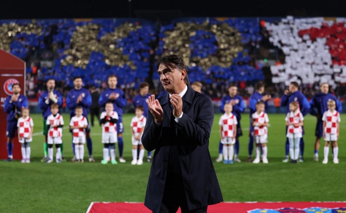 Croatia's coach Zlatko Dalic applauds before the FIFA World Cup 2026 Group L European qualification football match between Croatia and Gibraltar at the Maksimir Stadium in Zagreb, on October 12, 2025.  STRINGER / AFP