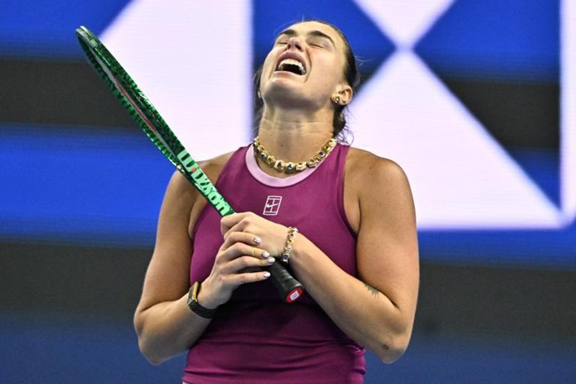 Belarus's Aryna Sabalenka reacts during her women's singles match against Mexico's Renata Zarazua at the China Open tennis tournament in Beijing on October 2, 2026.   Pedro PARDO / AFP