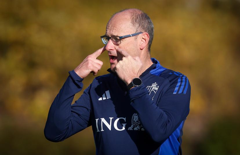 Belgium's head coach Bob Browaeys gestures during a training session of the Belgian national under 17 soccer team, at the Proximus Basecamp in Tubize, Thursday 30 October 2025. BELGA PHOTO VIRGINIE LEFOUR
