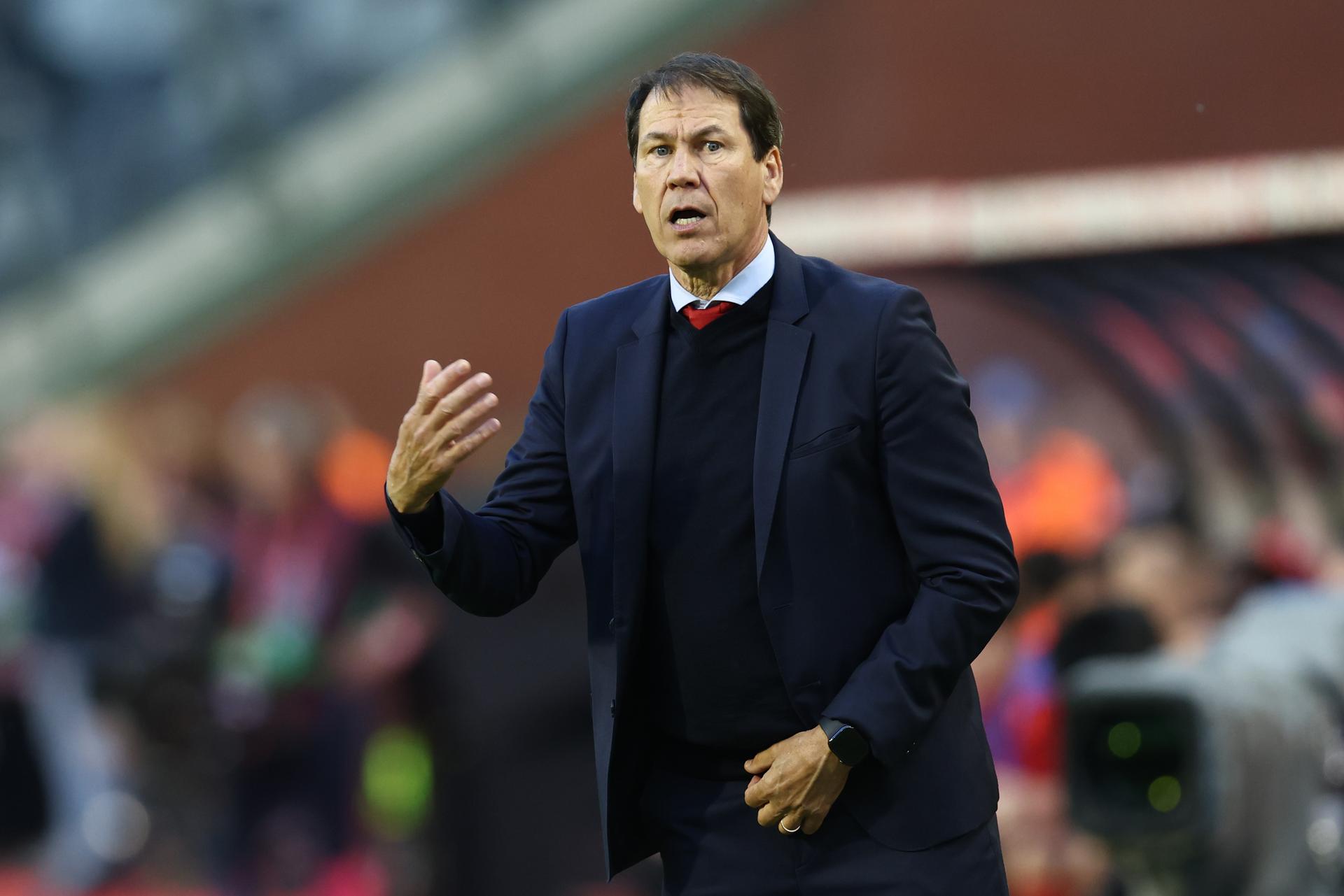 Belgium's head coach Rudi Garcia pictured during a soccer game between Belgian national team Red Devils and Wales, Monday 09 June 2025 in Bussels, the second (out of 8) qualification games for the World Cup 2026. BELGA PHOTO BRUNO FAHY