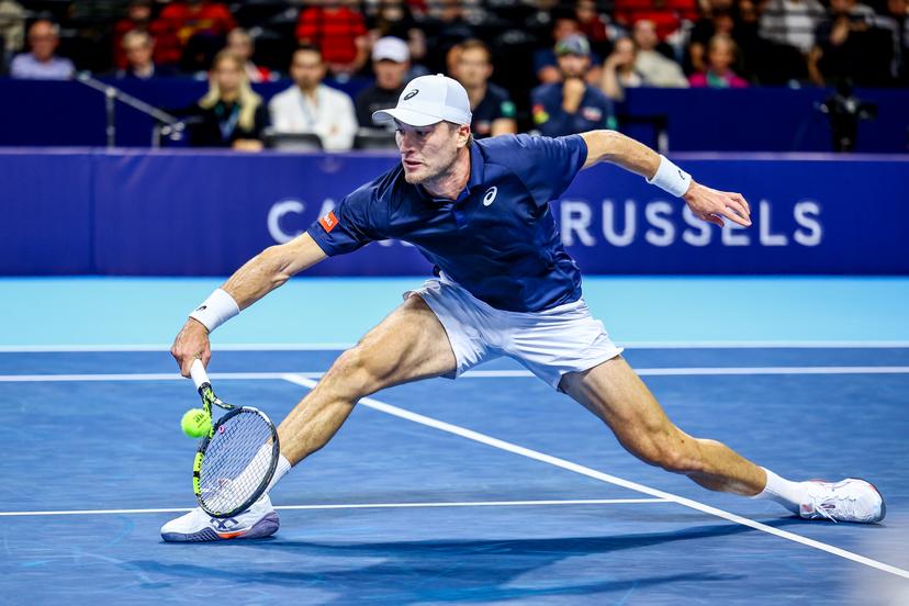 Belgian Raphael Collignon pictured in action during the European Open ATP tennis tournament in Brussels, on Tuesday 14 October 2025. This year's edition of the tournament is taking place from 12 to 19 October 2025. BELGA PHOTO JASPER JACOBS
