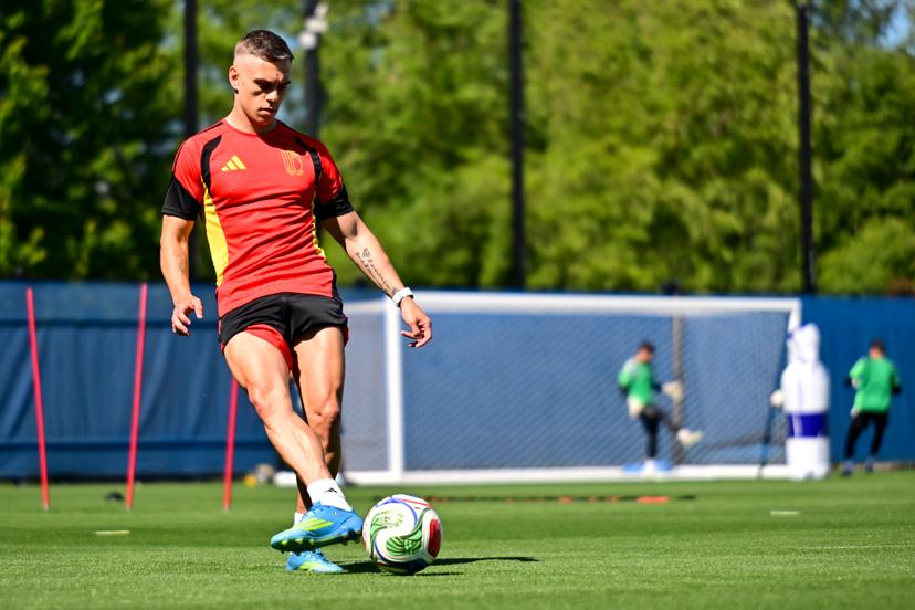 Belgium's Leandro Trossard pictured during a training session of Belgian national soccer team Red Devils, on Sunday 05 July 2026 in their base camp, home of the Seattle Sounders, Renton, Seattle, USA. The Rode Duivels - Diables Rouges qualified for the knockout stage of the 2026 FIFA World Cup, where they'll meet USA in the round of 16 on July 6th. BELGA PHOTO DIRK WAEM