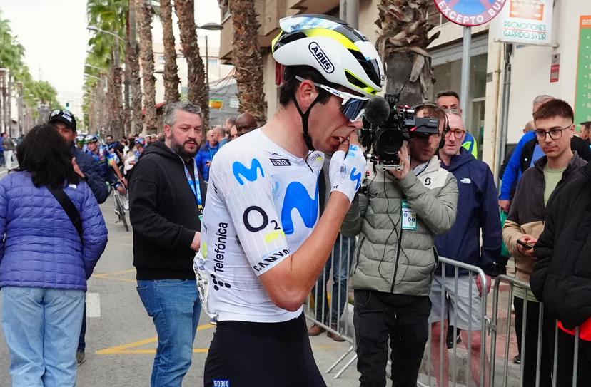 Belgian Cian Uijtdebroeks of Movistar Team pictured after stage 3 of the 2026 Volta Comunitat Valenciana, Tour of Valencia cycling race, a race from Orihuela to San Vicente del Raspeig (158,2 km), on Friday 06 February 2026 in Spain. The race takes place from 4 to 8 February and runs through the three provinces of the Valencian Community. BELGA PHOTO JOMA GARCIA