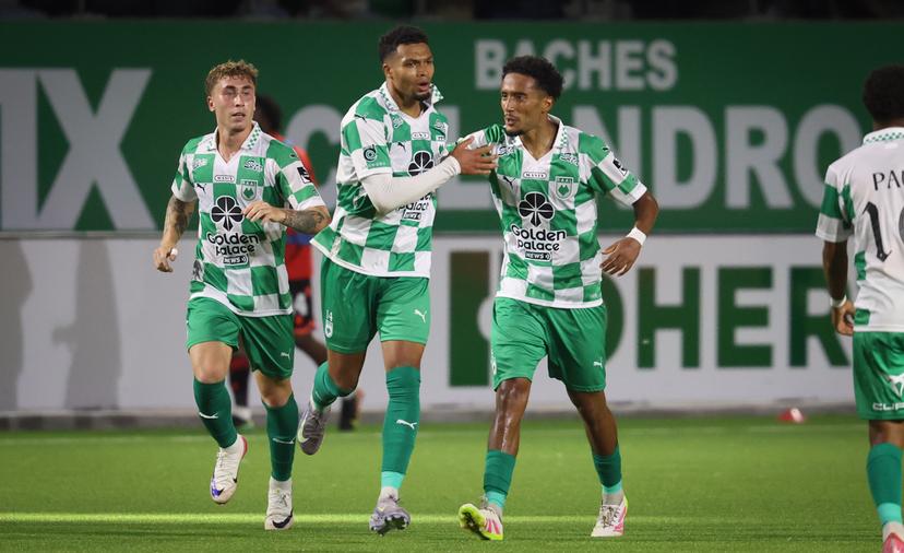 RAAL's Mouhamed Belkheir celebrates during a soccer match between RAAL La Louviere and Standard de Liege, Saturday 26 July 2025 in La Louviere, on day 1 of the 2025-2026 'Jupiler Pro League' first division of the Belgian championship. BELGA PHOTO VIRGINIE LEFOUR