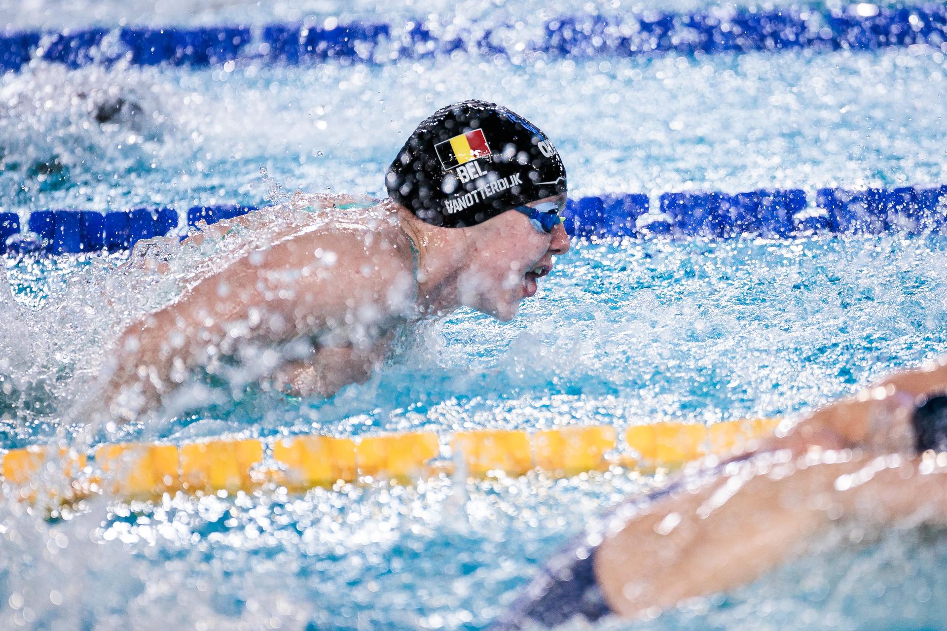 Roos Vanotterdijk of Belgium pictured in action during the Women 100m Butterfly Semifinal at the European Aquatics Short Course Swimming Championships in Lublin, Poland, on Thursday 04 December 2025. BELGA PHOTO NIKOLA KRSTIC