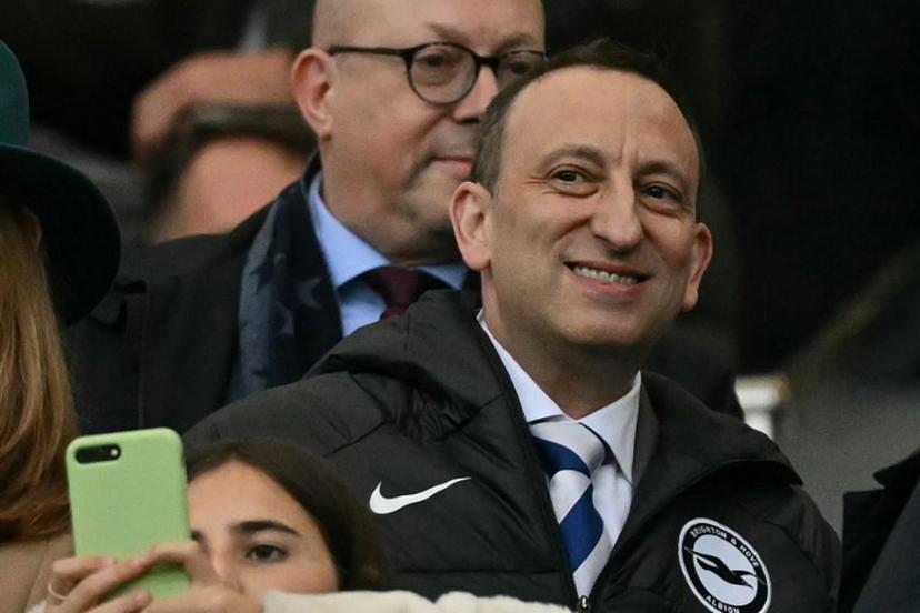 Brighton's chairman Tony Bloom takes his seat for the English Premier League football match between Brighton and Hove Albion and Tottenham Hotspur at the American Express Community Stadium in Brighton, southern England on October 6, 2024.  Glyn KIRK / AFP