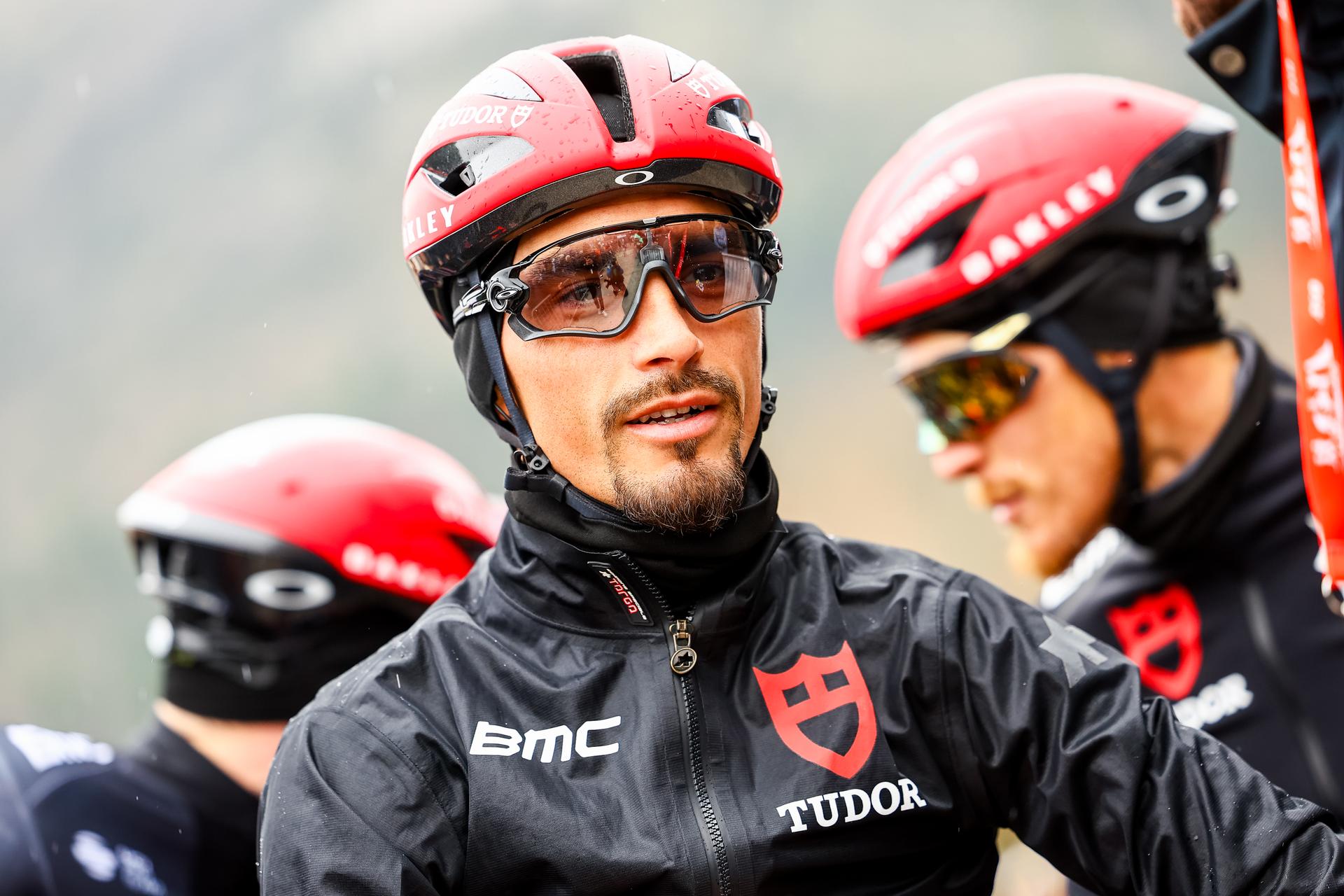 French Julian Alaphilippe of Tudor Pro Cycling Team is seen at the start of stage six of the 83th edition of the Paris-Nice cycling race, 209,8 km from Saint-Julien-en-Saint-Alban to Berre l'Etang, France, Friday 14 March 2025. BELGA PHOTO DAVID PINTENS