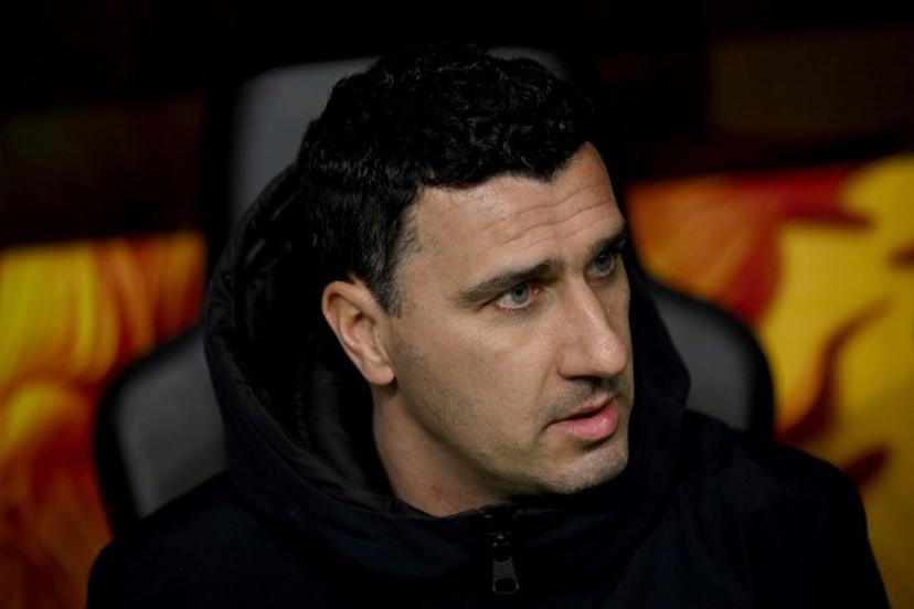 AZ Alkmaar's Belgian head coach Maarten Martens during the UEFA Europa League knockout phase play-off 2st leg football match between AZ Alkmaar and Galatasaray SK at the Ali Sami Yen Sports Complex in Sisli, in Istanbul on February 20, 2025.  Yasin AKGUL / AFP
