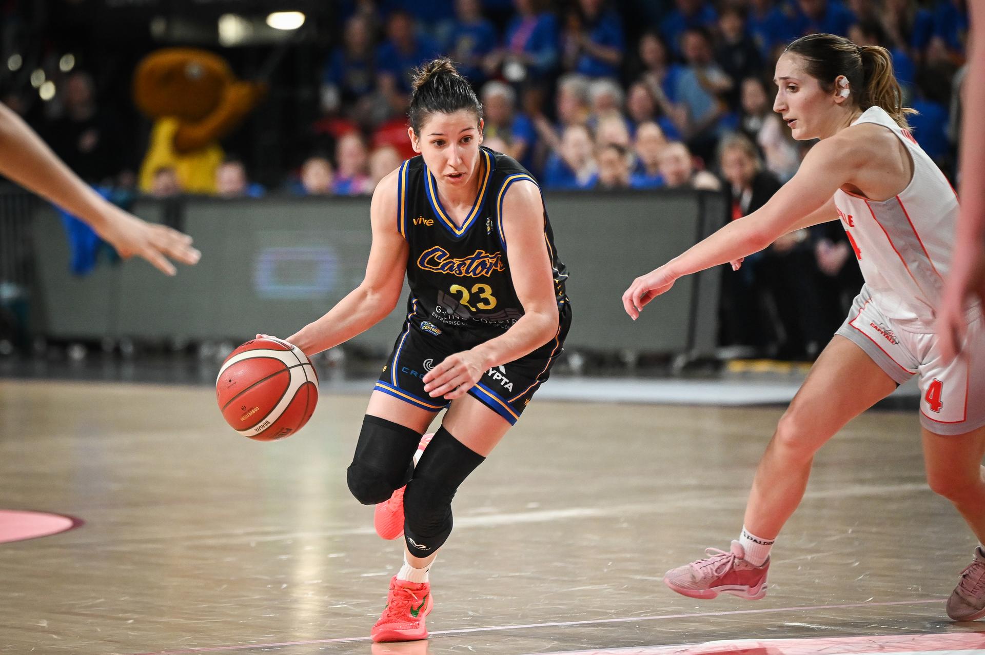 Castors' Gergana Ivanova pictured in action during a basketball match between Royal Castors Braine and Basket Namur Capitale, Sunday 22 March 2026 in Charleroi, the final of the women's Belgian 2026 Basketball Cup. BELGA PHOTO ELIAS ROM