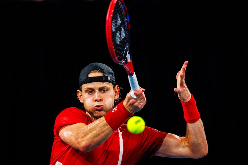 Belgian Zizou Bergs pictured in action duringa a tennis match between Belgian Bergs and Australian De Minaur, during the qualifier of the Davis Cup, Sunday 14 September 2025, in Sydney, Australia. Belgium and Australia will compete this weekend in the second round of the Davis Cup qualifiers. BELGA PHOTO PATRICK HAMILTON