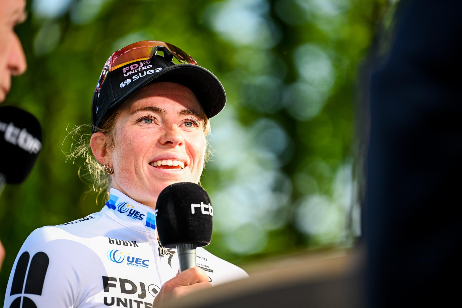 Dutch Demi Vollering of FDJ United-SUEZ pictured after the women elite race of the Liege-Bastogne-Liege UCI World Tour one day cycling race, 156km from Bastogne to Liege, Sunday 26 April 2026. BELGA PHOTO MAARTEN STRAETEMANS