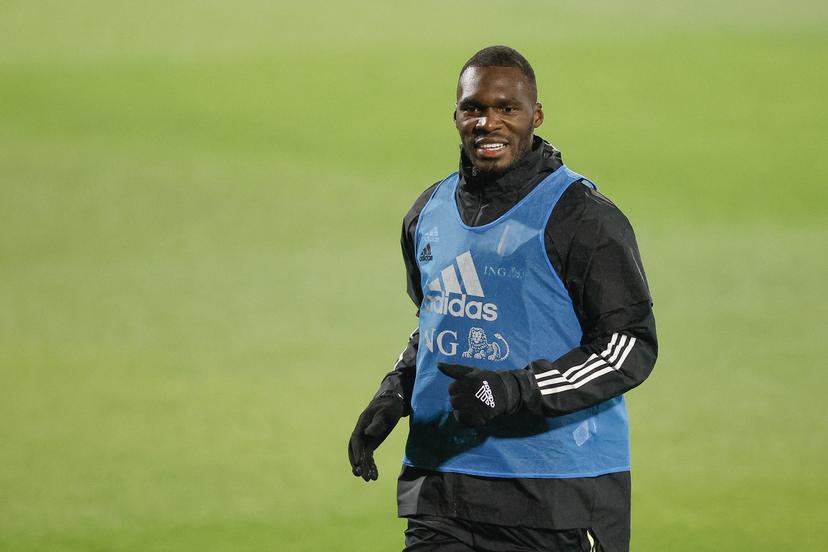 Belgium's Christian Benteke pictured during a training session of Belgian national soccer team the Red Devils, in Tubize, Friday 12 November 2021. The team will be playing two World Cup 2022 qualification games against Estonia and Wales. BELGA PHOTO BRUNO FAHY
