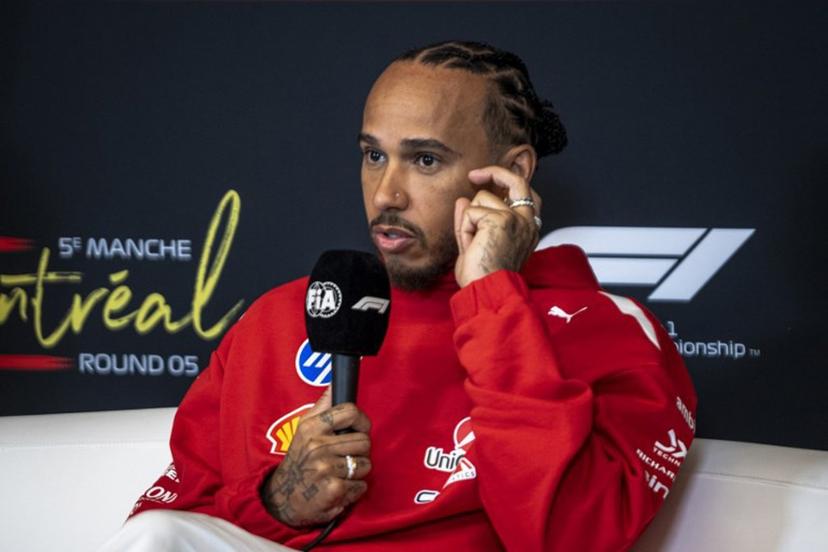 Ferrari's British driver Lewis Hamilton answers a question during a press conference before the F1 races at the Circuit Gilles-Villeneuve in Montreal, Quebec, Canada, on May 21, 2026.  ANDREJ IVANOV / AFP