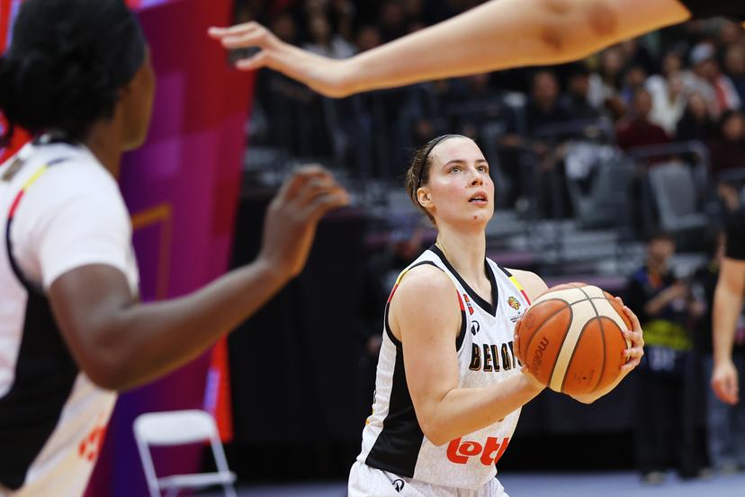 Belgium's Antonia Delaere pictured in action during a basket game between China and Belgium's national team Belgian Cats, in Wuhan, China, on Thursday 12 March 2026, the second game (out of 5) of the qualifications phase for the World Cup Basket tournament. BELGA PHOTO NIKOLA KRSTIC