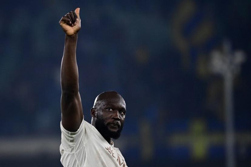 Napoli's Belgian forward #9 Romelu Lukaku celebrates after scoring his team second goal during the Italian Serie A football match between Hellas Verona and Napoli at the Bentegodi Stadium in Verona, northern Italy, on February 28, 2026.  Piero CRUCIATTI / AFP
