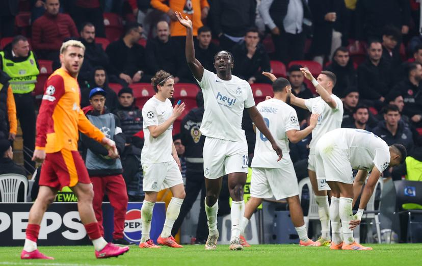Union's Promise David celebrates after scoring during a soccer game between Turkish Galatasaray SK and Belgian Royale Union Saint-Gilloise on Tuesday 25 November 2025 in Istanbul, Turkey, on day 5 of the League phase of the UEFA Champions League tournament. BELGA PHOTO VIRGINIE LEFOUR