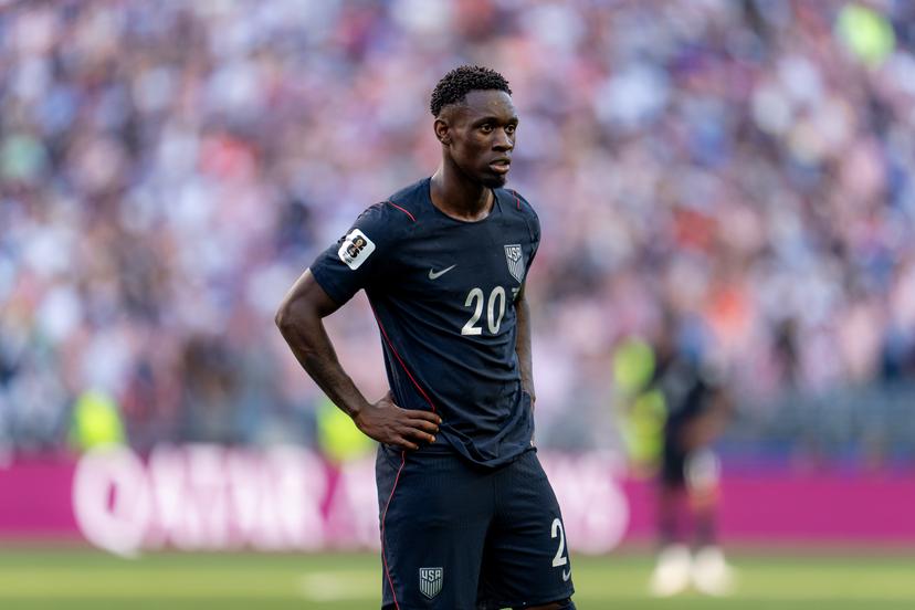 United States of America forward Folarin Balogun #20 during the FIFA World Cup Round of 16 match between the United States and Belgium in Seattle, Washington, on July 6, 2026. The winner advances to the quarterfinals. (Photo by Sandra Agbotse/Sipa USA) BELGA PHOTO BENELUX ONLY
